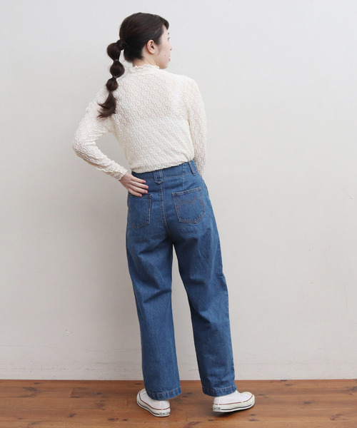 Dot&Stripes CHILD WOMAN(ドットアンドストライプス チャイルドウーマン)の「縮絨ラッセルレース メローハイネックプルオーバー(Tシャツ/カットソー・レディース・アイボリー/ブラック/グリーン・FREE)」の7枚目の写真