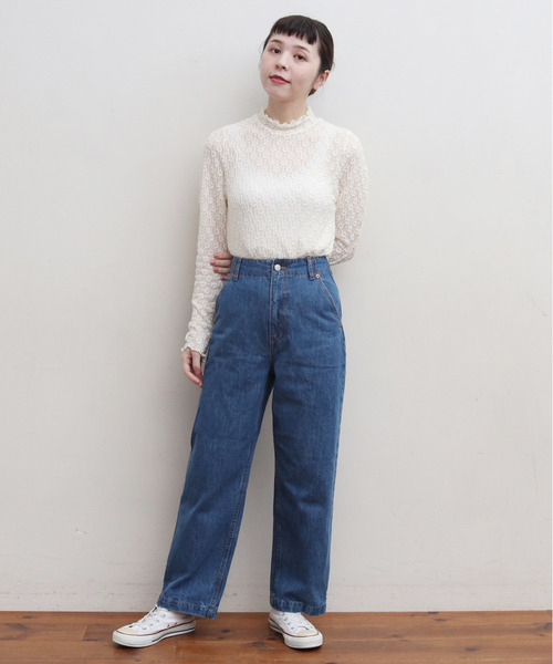 Dot&Stripes CHILD WOMAN(ドットアンドストライプス チャイルドウーマン)の「縮絨ラッセルレース メローハイネックプルオーバー(Tシャツ/カットソー・レディース・アイボリー/ブラック/グリーン・FREE)」の8枚目の写真