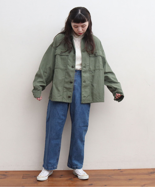 Dot&Stripes CHILD WOMAN(ドットアンドストライプス チャイルドウーマン)の「縮絨ラッセルレース メローハイネックプルオーバー(Tシャツ/カットソー・レディース・アイボリー/ブラック/グリーン・FREE)」の9枚目の写真