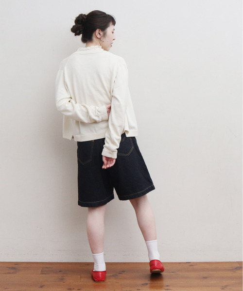 Dot&Stripes CHILD WOMAN(ドットアンドストライプス チャイルドウーマン)の「縮絨ラッセルレース メローハイネックプルオーバー(Tシャツ/カットソー・レディース・アイボリー/ブラック/グリーン・FREE)」の12枚目の写真
