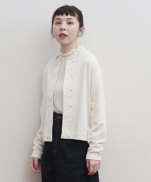 Dot&Stripes CHILD WOMAN(ドットアンドストライプス チャイルドウーマン)の「縮絨ラッセルレース メローハイネックプルオーバー(Tシャツ/カットソー・レディース・アイボリー/ブラック/グリーン・FREE)」の11枚目の写真