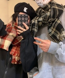 ユニセックスソフトチェックマフラー