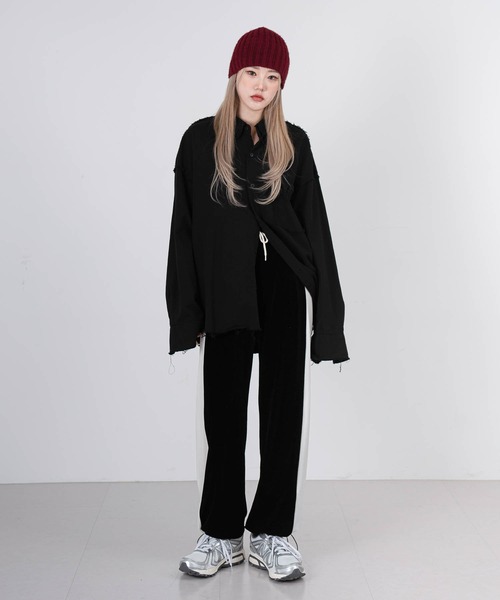 FOLLOWIN（フォロウィン）の「【UNISEX】ウエストゴムベロアベルベットストリングパンツ（その他パンツ・レディース・ブラック/ブラウン/チャコール・FREE）」の4枚目の写真