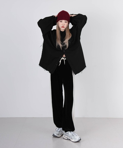 FOLLOWIN（フォロウィン）の「【UNISEX】ウエストゴムベロアベルベットストリングパンツ（その他パンツ・レディース・ブラック/ブラウン/チャコール・FREE）」の9枚目の写真