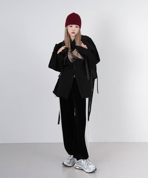 FOLLOWIN（フォロウィン）の「【UNISEX】ウエストゴムベロアベルベットストリングパンツ（その他パンツ・レディース・ブラック/ブラウン/チャコール・FREE）」の5枚目の写真