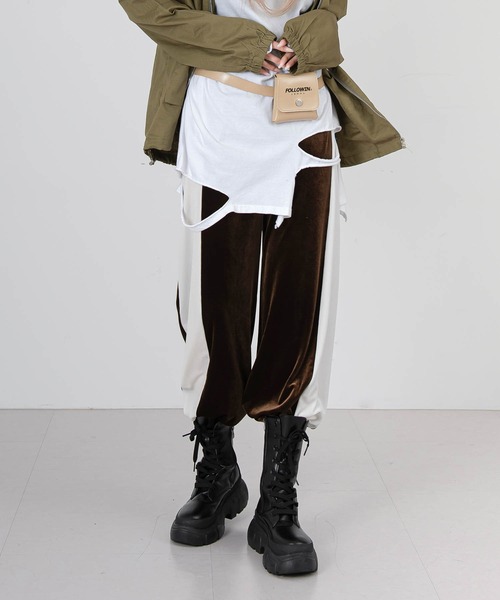 FOLLOWIN（フォロウィン）の「【UNISEX】ウエストゴムベロアベルベットストリングパンツ（その他パンツ・レディース・ブラック/ブラウン/チャコール・FREE）」の15枚目の写真