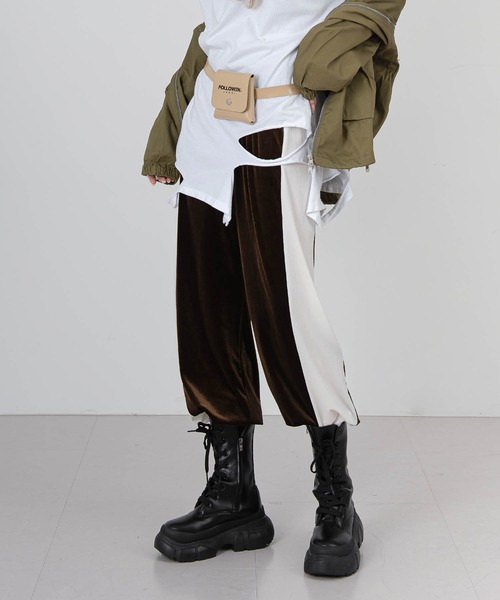 FOLLOWIN（フォロウィン）の「【UNISEX】ウエストゴムベロアベルベットストリングパンツ（その他パンツ・レディース・ブラック/ブラウン/チャコール・FREE）」の20枚目の写真