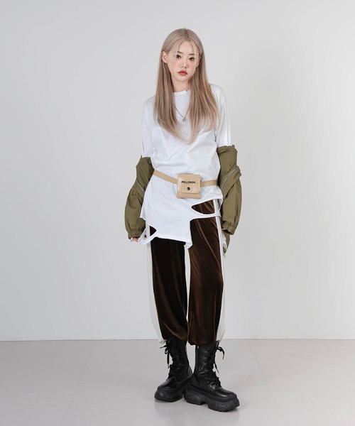 FOLLOWIN（フォロウィン）の「【UNISEX】ウエストゴムベロアベルベットストリングパンツ（その他パンツ・レディース・ブラック/ブラウン/チャコール・FREE）」の11枚目の写真