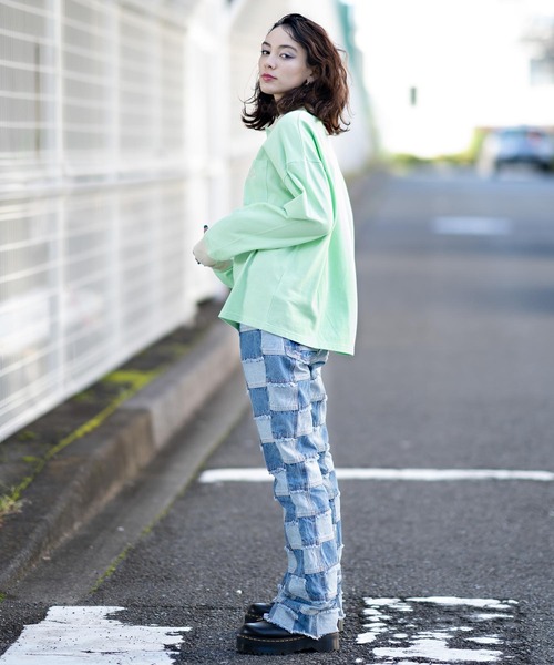 X-girl（エックスガール）の「L/S POLO SHIRT（ポロシャツ・レディース・ブラック/オフホワイト/グリーン・S/M）」の8枚目の写真