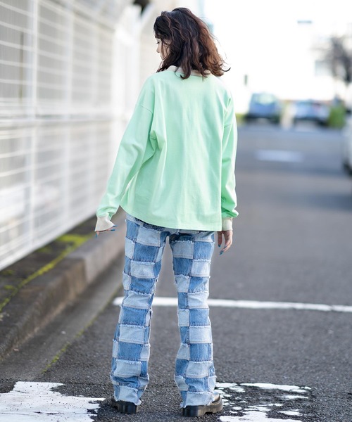 X-girl（エックスガール）の「L/S POLO SHIRT（ポロシャツ・レディース・ブラック/オフホワイト/グリーン・S/M）」の9枚目の写真