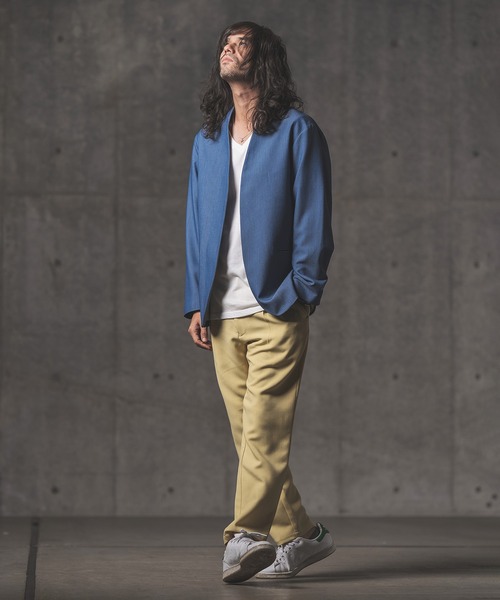 GLIMCLAP（グリムクラップ）の「mj8363-Stretch Dungaree collar-less jacket ジャケット（ノーカラージャケット・メンズ・インディゴブルー/ブラック・M/L/S）」の22枚目の写真