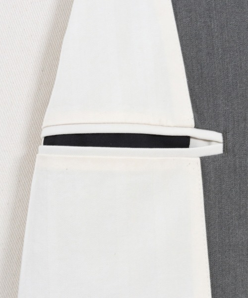 GLIMCLAP（グリムクラップ）の「mj8363-Stretch Dungaree collar-less jacket ジャケット（ノーカラージャケット・メンズ・インディゴブルー/ブラック・M/L/S）」の14枚目の写真