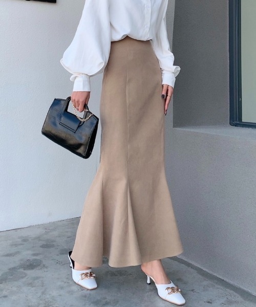 Diosfront（ディオスフロント）の「バックスリットハイウエストマキシ丈マーメイドスカート（スカート・レディース・モカ/ベージュ/ダークグリーン/ワインレッド/チャコールグレー/ラベンダー/グレイッシュベージュ・S/M/L）」の5枚目の写真