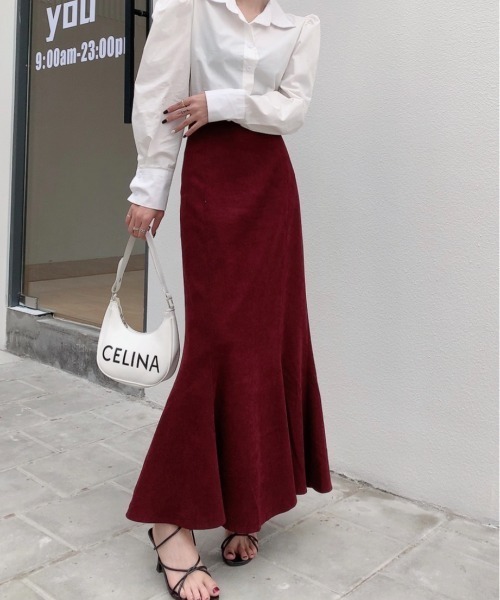 Diosfront（ディオスフロント）の「バックスリットハイウエストマキシ丈マーメイドスカート（スカート・レディース・モカ/ベージュ/ダークグリーン/ワインレッド/チャコールグレー/ラベンダー/グレイッシュベージュ・S/M/L）」の7枚目の写真