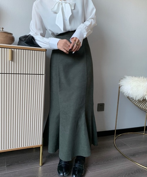 Diosfront（ディオスフロント）の「バックスリットハイウエストマキシ丈マーメイドスカート（スカート・レディース・モカ/ベージュ/ダークグリーン/ワインレッド/チャコールグレー/ラベンダー/グレイッシュベージュ・S/M/L）」の18枚目の写真