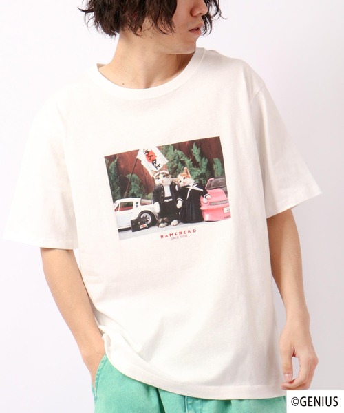 FUNALIVE(ファンアライブ)の「なめねこ フォトプリントTee(Tシャツ/カットソー・メンズ・ブルー/ホワイト系その他/ホワイト/ブラック/ブラック系その他・LL/M/L)」の3枚目の写真
