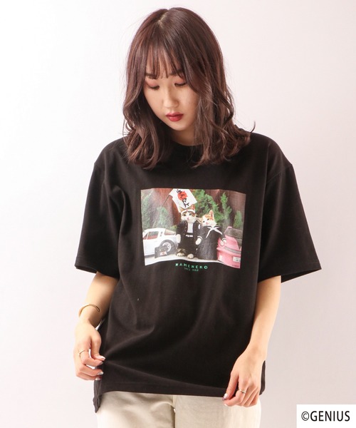 FUNALIVE(ファンアライブ)の「なめねこ フォトプリントTee(Tシャツ/カットソー・メンズ・ブルー/ホワイト系その他/ホワイト/ブラック/ブラック系その他・LL/M/L)」の5枚目の写真