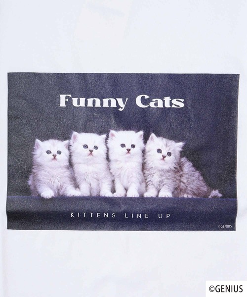 FUNALIVE(ファンアライブ)の「なめねこ フォトプリントTee(Tシャツ/カットソー・メンズ・ブルー/ホワイト系その他/ホワイト/ブラック/ブラック系その他・LL/M/L)」の9枚目の写真