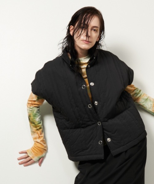 Solace(ソレイス)の「ストライプキルティング中綿ベスト(ダウンベスト・レディース・アイボリー/ブラック・FREE)」の12枚目の写真