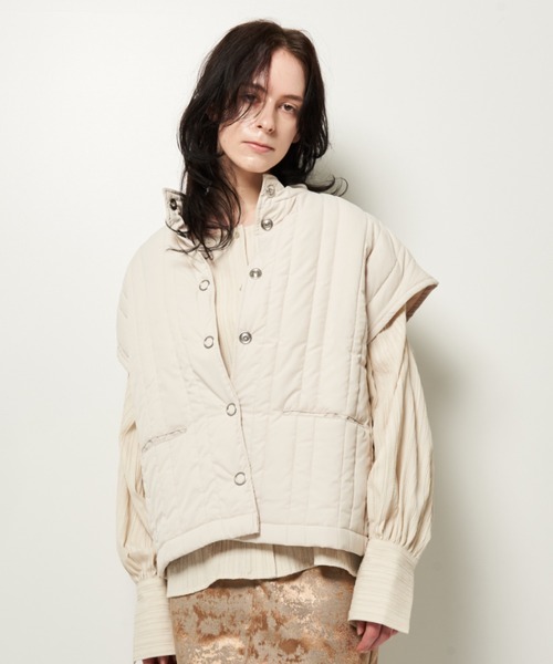 Solace(ソレイス)の「ストライプキルティング中綿ベスト(ダウンベスト・レディース・アイボリー/ブラック・FREE)」の15枚目の写真