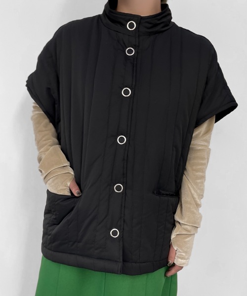 Solace(ソレイス)の「ストライプキルティング中綿ベスト(ダウンベスト・レディース・アイボリー/ブラック・FREE)」の22枚目の写真