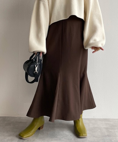 w closet(ダブルクローゼット)の「ハイウエストマーメイドスカート(スカート・レディース・ブラック/アイボリー/ダークブラウン系1・FREE)」の14枚目の写真