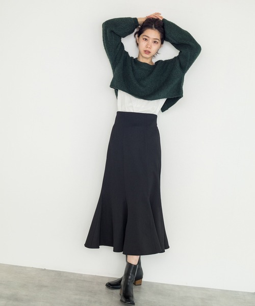 w closet(ダブルクローゼット)の「ハイウエストマーメイドスカート(スカート・レディース・ブラック/アイボリー/ダークブラウン系1・FREE)」の18枚目の写真