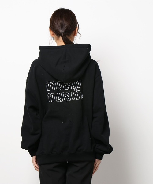 30%OFF 送料無料  muah muah ムーアムーア POINT LOGO OVERFIT HOODIE ポイントロゴ オーバーフィットフーディー プルオーバーパーカー裏起毛 muahmuah 30%OFF 送料無料 muah ムーアムーア POINT LOGO