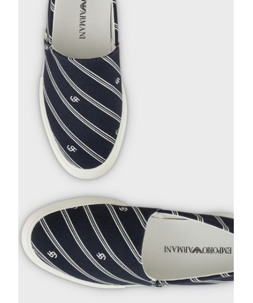 EMPORIO ARMANI(エンポリオアルマーニ)の「【エンポリオ アルマーニ】ストライプ×ロゴ スリッポン(スリッポン・メンズ・ブルー系その他・8/7/10/9/6)」の4枚目の写真