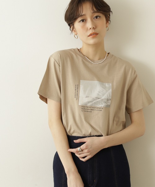 N.(N. Natural Beauty Basic)(エヌエヌナチュラルビューティーベーシック)の「◆フォトTシャツ(Tシャツ/カットソー・レディース・オフホワイト/ベージュ・MEDIUM)」の2枚目の写真