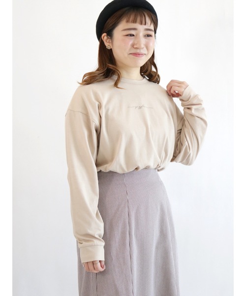 ehka sopo（エヘカソポ）の「ワンポイントロゴロンT（Tシャツ/カットソー・レディース・オフホワイト/ブラック/ベージュ・ﾌﾘ-）」の3枚目の写真