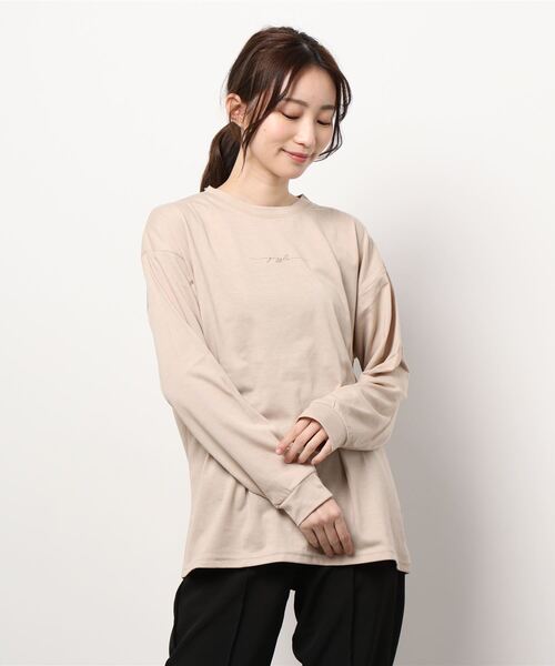 ehka sopo（エヘカソポ）の「ワンポイントロゴロンT（Tシャツ/カットソー・レディース・オフホワイト/ブラック/ベージュ・ﾌﾘ-）」の6枚目の写真