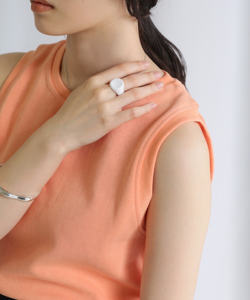 select MOCA（セレクトモカ）の「オーバルカラーリング（リング・レディース・ホワイト/ブラック・FREE）」の6枚目の写真