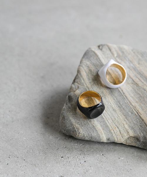 select MOCA（セレクトモカ）の「オーバルカラーリング（リング・レディース・ホワイト/ブラック・FREE）」の12枚目の写真