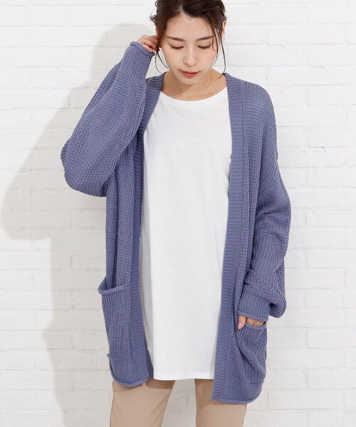 SHOO・LA・RUE（シューラルー）の「◆リネンライクざっくりリリヤーンカーディガン（カーディガン/ボレロ・レディース・ライトブルー/オフホワイト/ピンク/サンドベージュ/ホワイト系5/ライトグリーン系2/イエロー系2・00）」の6枚目の写真