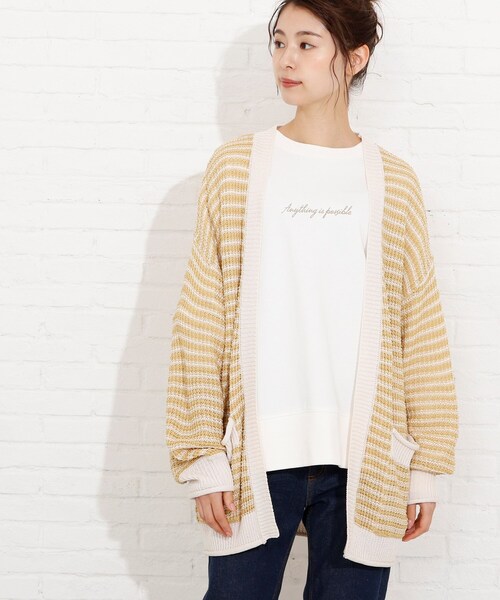 SHOO・LA・RUE（シューラルー）の「◆リネンライクざっくりリリヤーンカーディガン（カーディガン/ボレロ・レディース・ライトブルー/オフホワイト/ピンク/サンドベージュ/ホワイト系5/ライトグリーン系2/イエロー系2・00）」の8枚目の写真