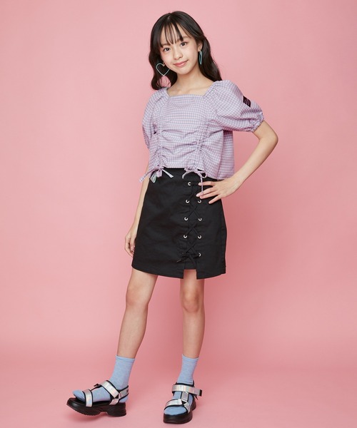 JENNI love（ジェニィラブ）の「チェックWシャーリングブラウス（シャツ/ブラウス・キッズ・イエロー/サックスブルー/ラベンダー・130cm/140cm/150cm/160cm）」の4枚目の写真