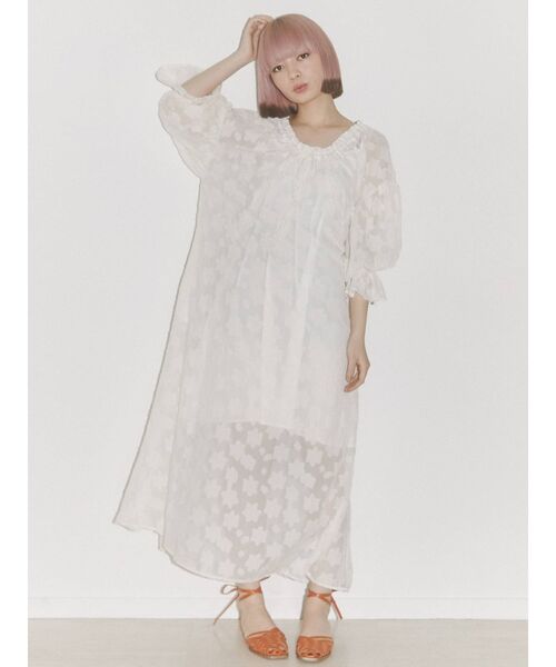 merry jenny（メリージェニー）の「シアーflowerパフギャザーワンピース（ワンピース・レディース・ブラック/レッド/アイボリー・FREE）」の14枚目の写真