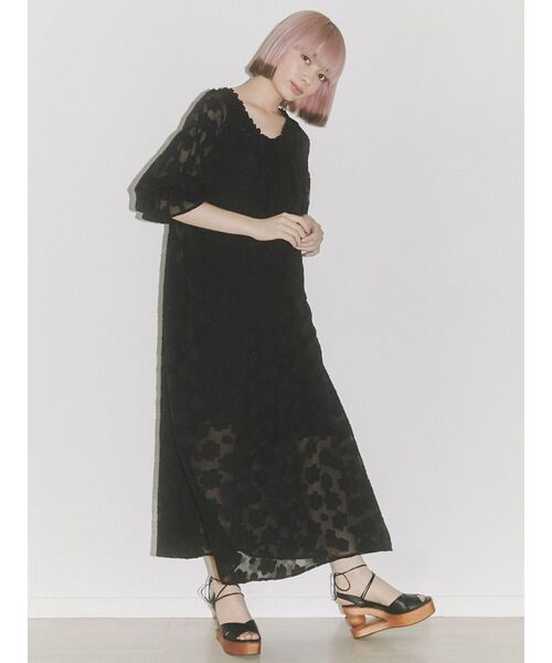 merry jenny（メリージェニー）の「シアーflowerパフギャザーワンピース（ワンピース・レディース・ブラック/レッド/アイボリー・FREE）」の17枚目の写真