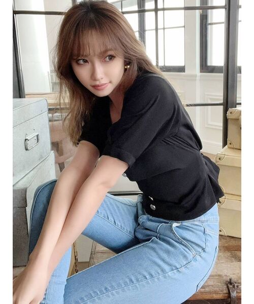 RESEXXY（リゼクシー）の「フロントボタンバックリボントップス（シャツ/ブラウス・レディース・ブラック/ブルー/ホワイト/ブラウン・FREE）」の8枚目の写真