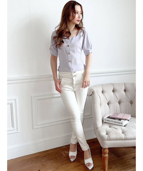 RESEXXY（リゼクシー）の「フロントボタンバックリボントップス（シャツ/ブラウス・レディース・ブラック/ブルー/ホワイト/ブラウン・FREE）」の11枚目の写真