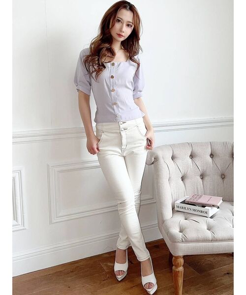 RESEXXY（リゼクシー）の「フロントボタンバックリボントップス（シャツ/ブラウス・レディース・ブラック/ブルー/ホワイト/ブラウン・FREE）」の12枚目の写真