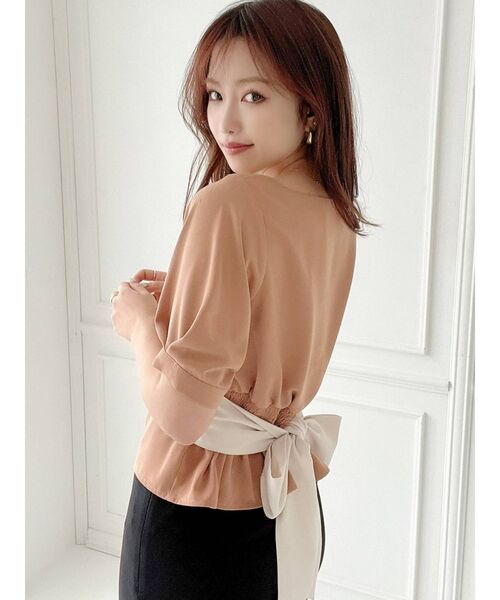 RESEXXY（リゼクシー）の「フロントボタンバックリボントップス（シャツ/ブラウス・レディース・ブラック/ブルー/ホワイト/ブラウン・FREE）」の14枚目の写真