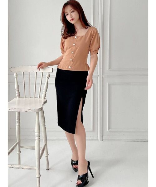 RESEXXY（リゼクシー）の「フロントボタンバックリボントップス（シャツ/ブラウス・レディース・ブラック/ブルー/ホワイト/ブラウン・FREE）」の15枚目の写真