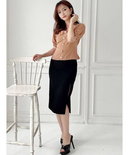 RESEXXY（リゼクシー）の「フロントボタンバックリボントップス（シャツ/ブラウス・レディース・ブラック/ブルー/ホワイト/ブラウン・FREE）」の16枚目の写真