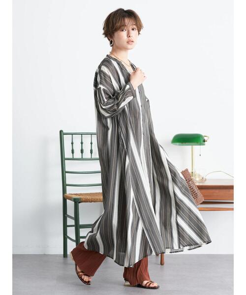 セール】マルチストライプシャツワンピース(シャツワンピース セール】マルチストライプシャツワンピース(シャツワンピース