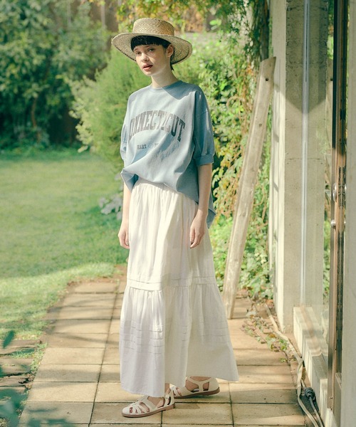 PUAL CE CIN（ピュアルセシン）の「インドポプリンステッチスカート（スカート・レディース・ホワイト/ブラック/ブルー/ピンク・FREE）」の2枚目の写真