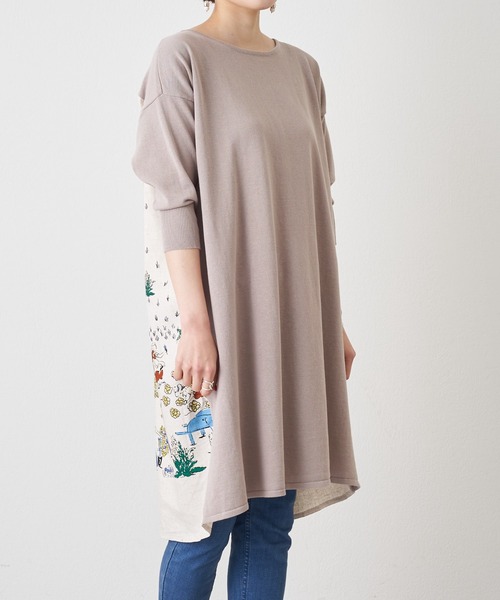 BEARDSLEY（ビアズリー）の「ガーデンプリントニット（ニット/セーター・レディース・ベージュ/ブルー・FREE）」の5枚目の写真