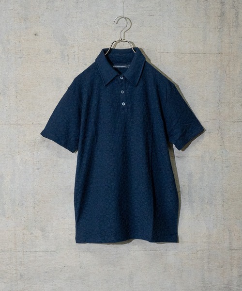 JOHN'S CLOSET（ジョンズクローゼット）の「【50】リーフジャガードポロシャツ（ポロシャツ・メンズ・オリーブ/ブラック/ホワイト/ネイビー・LARGE/MEDIUM）」の4枚目の写真
