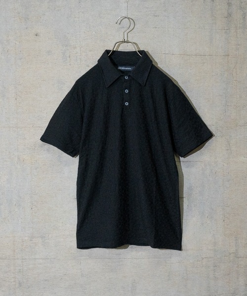 JOHN'S CLOSET（ジョンズクローゼット）の「【50】リーフジャガードポロシャツ（ポロシャツ・メンズ・オリーブ/ブラック/ホワイト/ネイビー・LARGE/MEDIUM）」の2枚目の写真